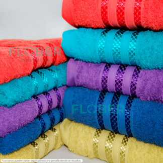 JUEGO DE TOALLA Y TOALLÓN PURO ALGODÓN 400grs. COLORES VIBRANTES!