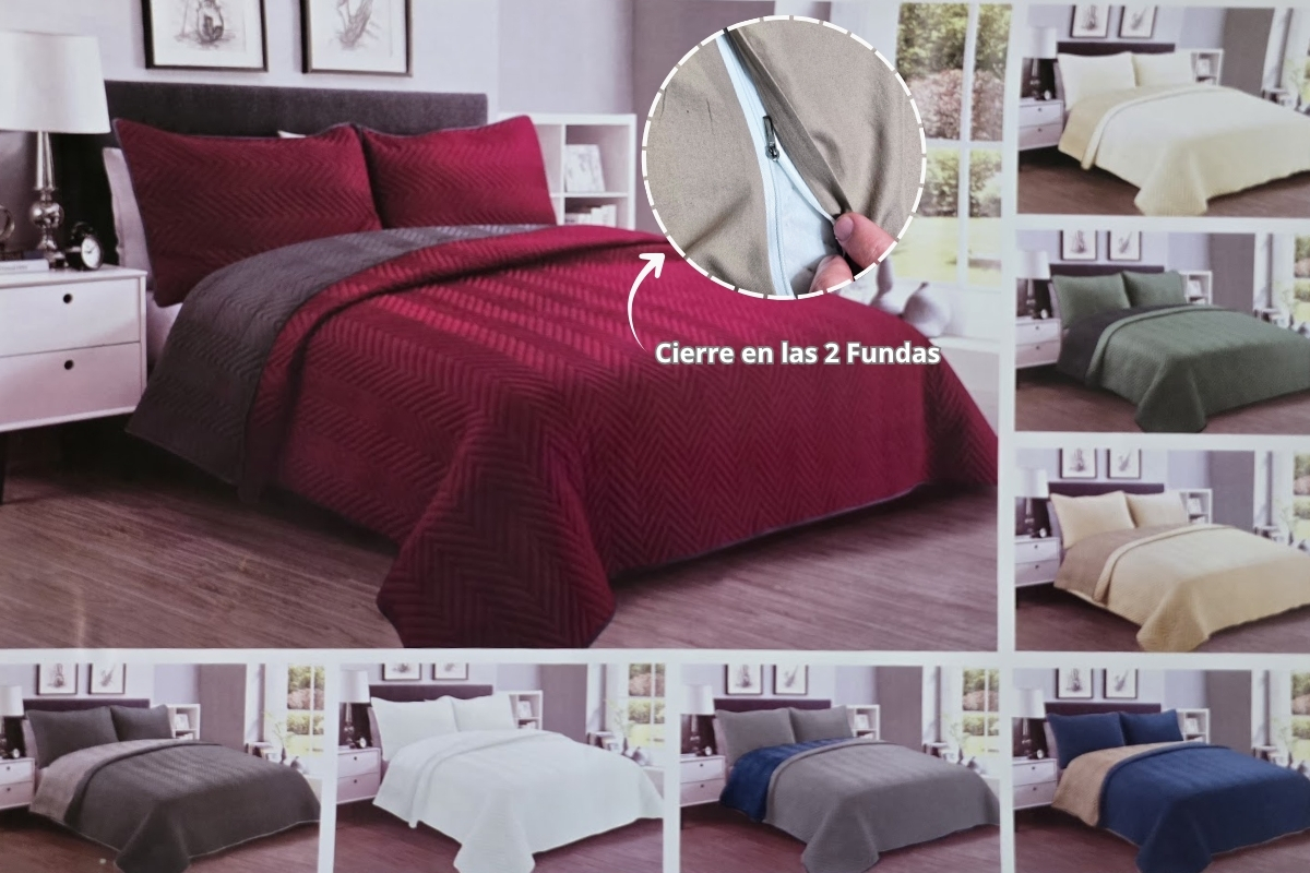 KING y QUEEN SIZE - CUBRECAMA COVER MICROMATELASSE IMPORTADAS CON 2 FUNDONES